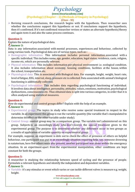 Ncert Solutions For Class 11 Psychology Chapter 2 Methods Of Enquiry