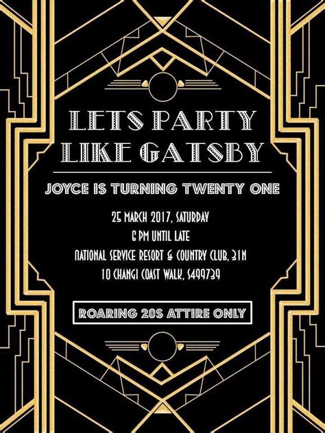 33 How To Create Great Gatsby Party Invitation Template Free With ...