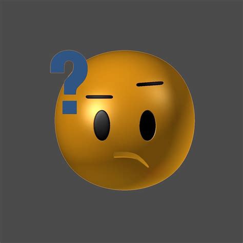 3d Model Emoji Confused Face With A Question Mark Vr Ar Low Poly