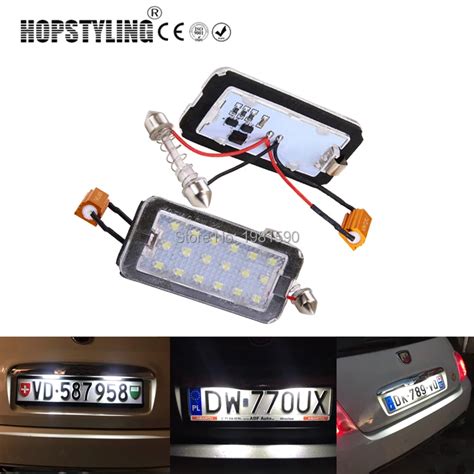 Hopstyling No Error 2 PCS Car License Plate Light For Fiat 500 500C