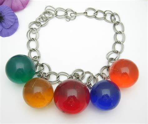 Sold Big Bold Color Lucite Acrylic Balls Vintage Necklace