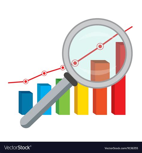 Finance Graph And Magnifying Glass Royalty Free Vector Image