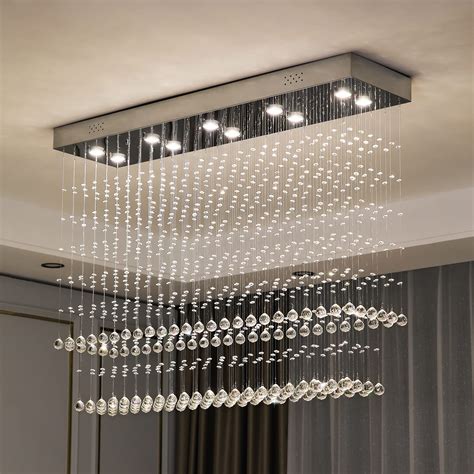 Moooni Modern Rectangular Crystal Chandelier Ceiling Lighting Fixture