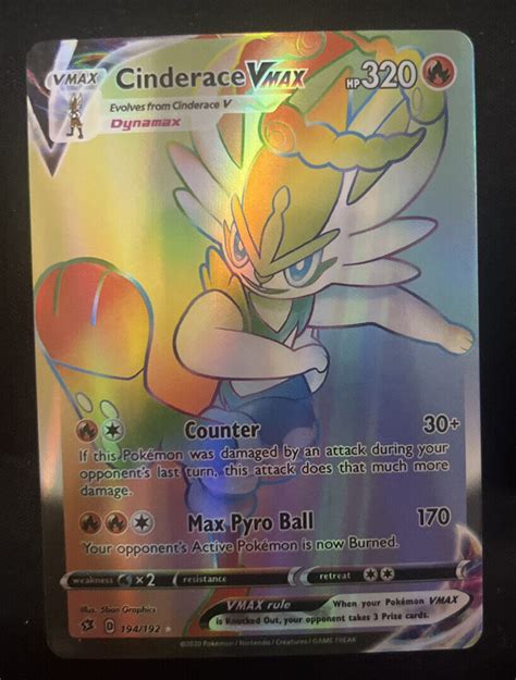 Pokémon TCG Cinderace VMAX Rebel Clash 194 192 Holo Secret Rare eBay