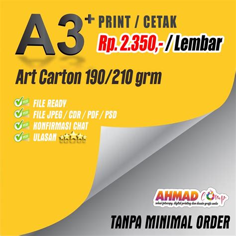 Jual Print A3 Cetak A3 Murah Art Carton 190210230260 Grm 1