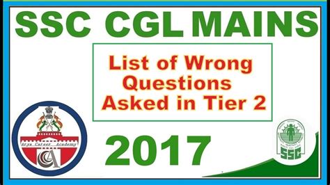 List Of Wrong Questions Asked In SSC CGL 2017 Tier 2 YouTube