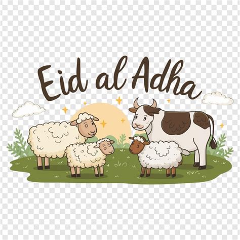 A Heartwarming Eid Al Adha Illustration With Sheep And Cattle Isolated