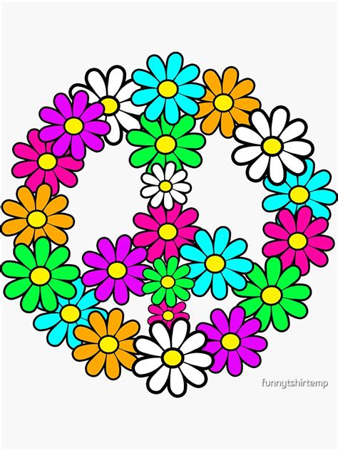 Happy Daisy Peace Sign Flower Power 60 S 70s Retro Vintage Hippie