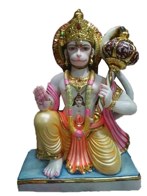 Kritya Arts White Marble Hanuman Ji Statue For Worship Size Inch