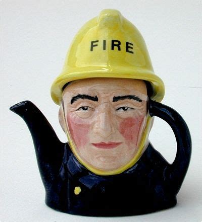 British Miniature Fireman Teapot By Acorn Pottery Stoke On Trent Uk