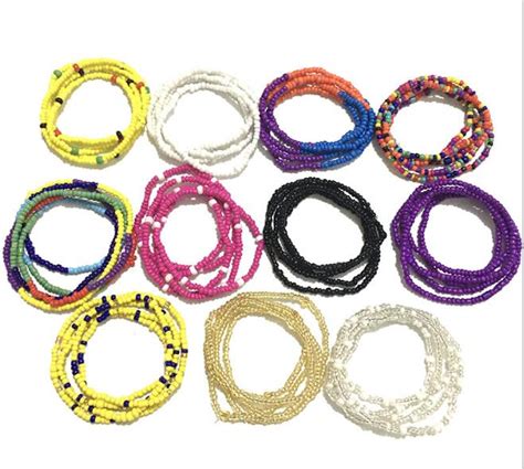 Hicarer Neon Elastic Waist Beads 6 Pieces Belly Beads Colorful Body