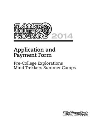 Fillable Online Application And Payment Form Mtu Summer Youth