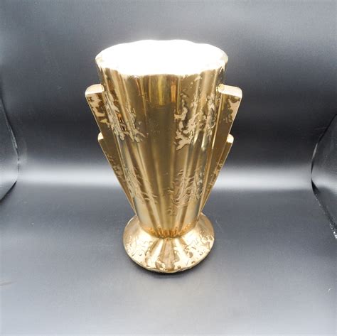 Weeping Gold Vase 22 Kt Gold Finish Vintage Gold Vase American