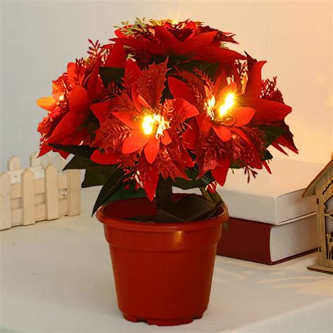 Lmueinov Holiday Sales Tabletop Poinsettia Tree Light Christmas Plant