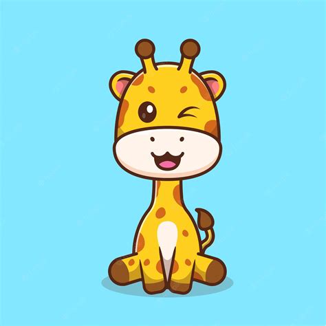 Premium Vector Cute Baby Giraffe Sitting Cartoon Vector Icon