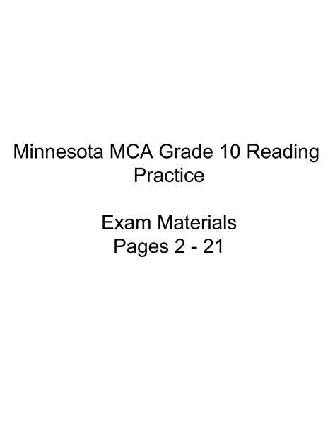 Solution Minnesota Mca Grade Reading Practice Exam Studypool