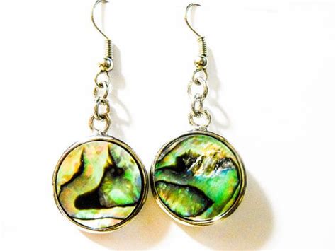 Sterling Silver Paua Abalone Shell Dangle Earrings By Moodtherapy