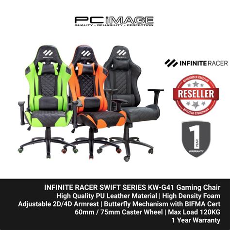 Infinite Racer Swift Series Kw G41 Gaming Chair 2d4d Armrest Metal Base 60mm 75mm Caster