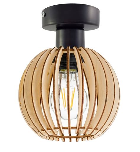 LAMPA stała sufitowa plafon Loft klosz drewno 1 INECT Sklep EMPIK