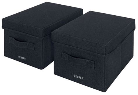 Buy Leitz Fabric Storage Box With Lid Twinpack Small Grey From