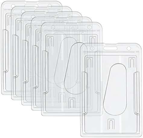 6 Pcs Porte Badge Transparent Porte Badge Vertical à 2 Cartes Porte