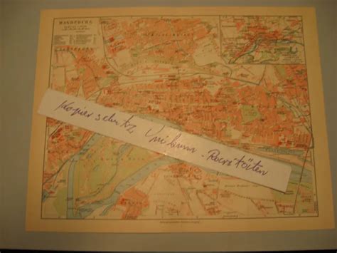 MAGDEBURG 1925 STADTPLAN Mit Strassenplan Seltens Altes Original EUR 14