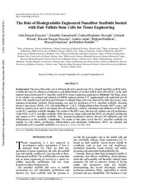 Pdf The Role Of Biodegradable Engineered Nanofiber Scaffolds Seeded With Hair Follicle Stem