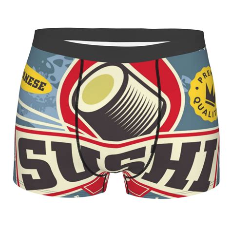 Disketp Sushi Retro Sign Men S Boxer Briefs Soft And Breathable Cotton