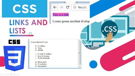 Css Links And Lists List Styles Link Styles Css Tutorials Youtube