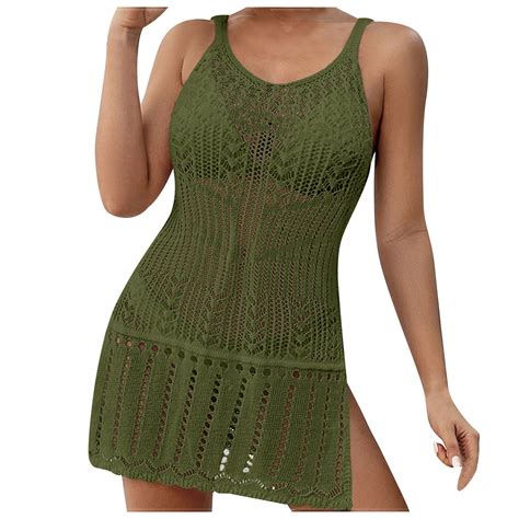 Hbyjlzyg Beach Cover Ups For Women Bathing Suit Knitted Hollow Out Coverups Bikini Swimsuit