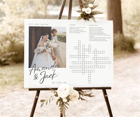 Wedding Crossword Puzzle Template With Photo Modern Minimalist Wedding