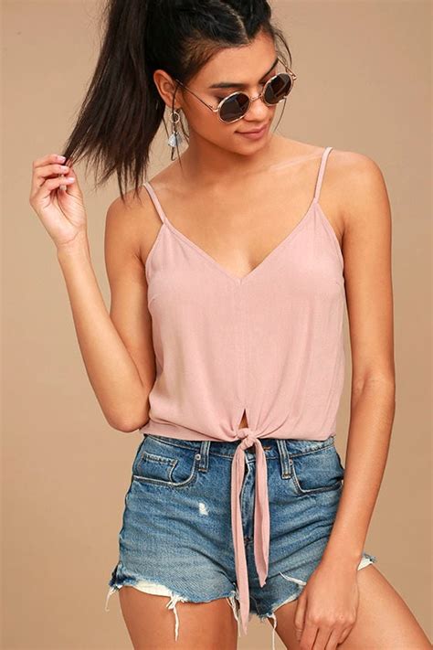 Blush Pink Top Tie Front Top Crop Top Tying Crop Top