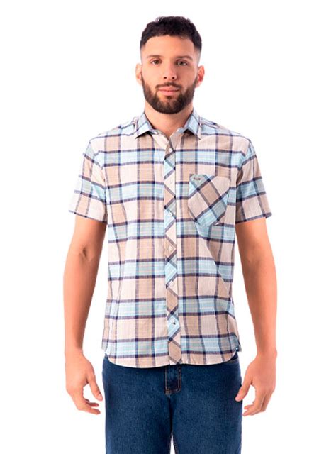 Ripley CAMISA MANGA CORTA PIONIER PARA HOMBRE CUADROS REGULAR FIT LARSEN