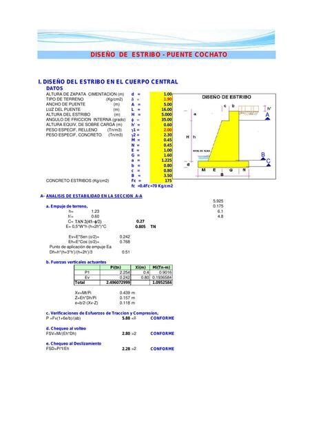 Diseño de estribo y alas de un puente Apuntes de Ingenieria Civil uDocz