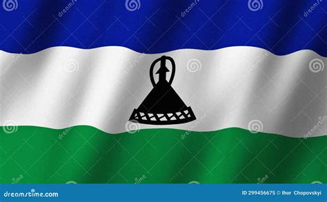 Lesotho Flag Waving In The Wind Flag Of Lesotho Images Stock Image