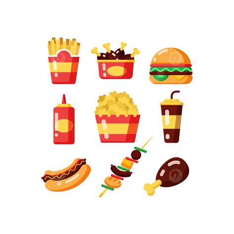 Fast Food Set Vector Art Png Collection Fast Food Set On White