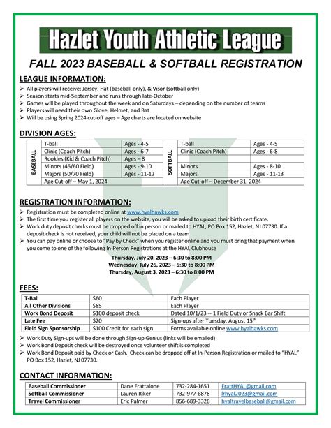 Aug 3 Fall 2023 Baseball And Softball Registration Holmdel Nj Patch