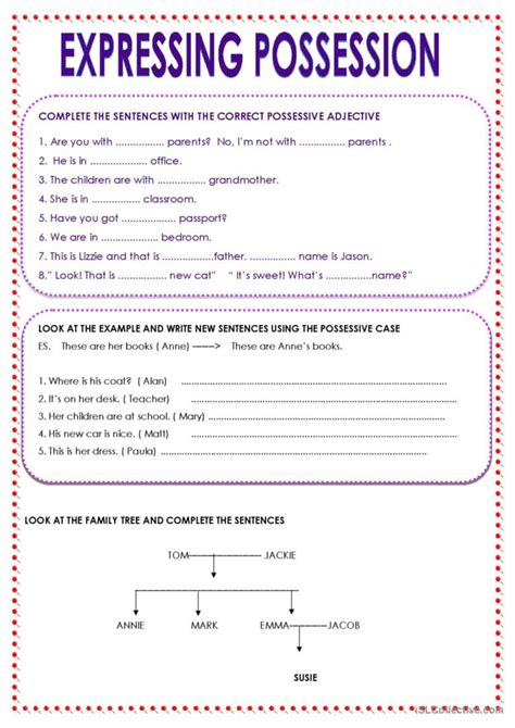 Expressing Possession English Esl Worksheets Pdf Doc