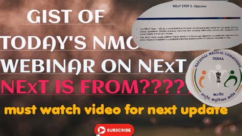 DETAILS OF WEBINAR CONDUCTED BY NMC ON NExT Exam 2024 MBBS Latest News