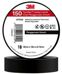 3M Temflex General Use Vinyl Electrical Tape 150 18mm X 18M Black 5