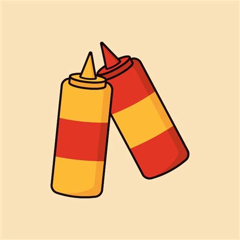 Premium Vector Cute Ketchup And Mustard Squeeze Bottle Cartoon Icon