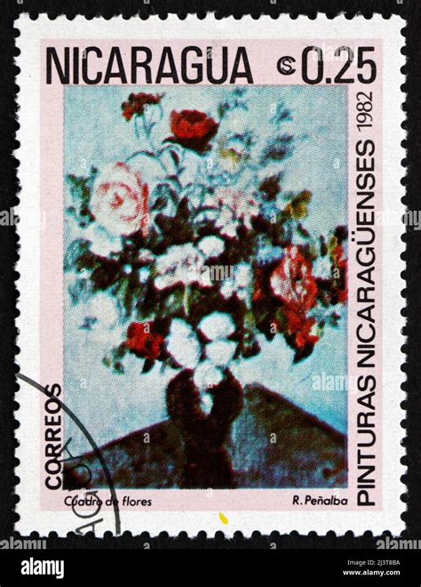 Nicaragua Circa A Stamp Printed In Nicaragua Shows Flower