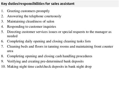 Sales Assistant Job Description