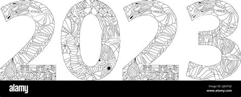 Number Two Thousand Twenty Three Zentangle Object Hand Painted Art
