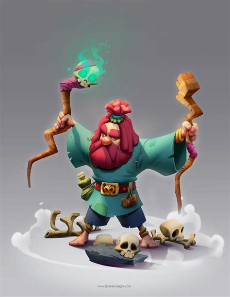 Artstation Red Beard Wizard Hossein Ojaghi Cartoon Character