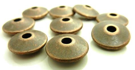 Mm Antique Copper Metal Beads Pcs Round Saucer Etsy