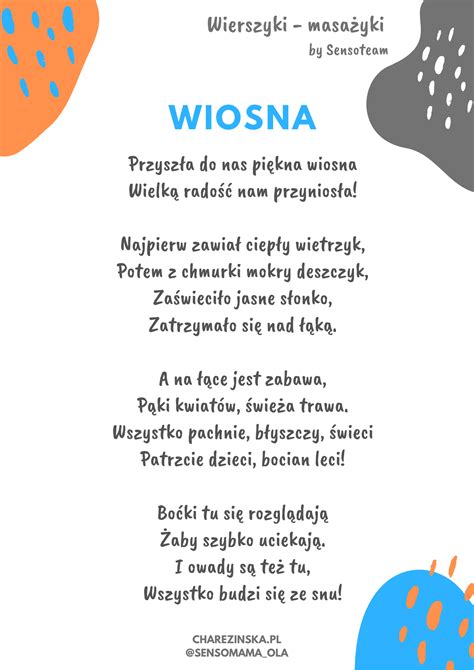 WIOSNA wierszyk masażyk Wspieranie Rozwoju Dzieci