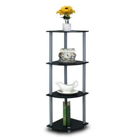 Furinno 12078bk Gy Turn N Tube 4 Tier Corner Display Rack Multipurpose Shelving Unit Black And 1