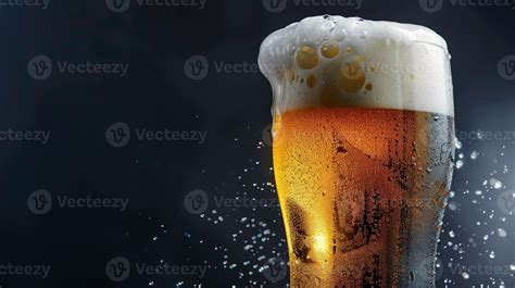 AI generated Glass of cold beer with foam, a pint of original premium