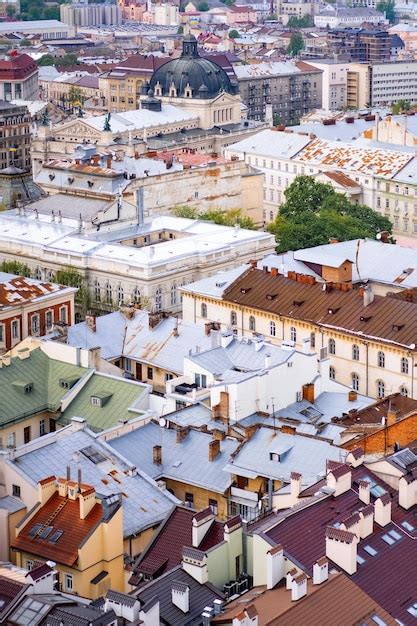 Lviv A Vista De P Jaro Ciudad Desde Arriba Lviv Vista De La Ciudad